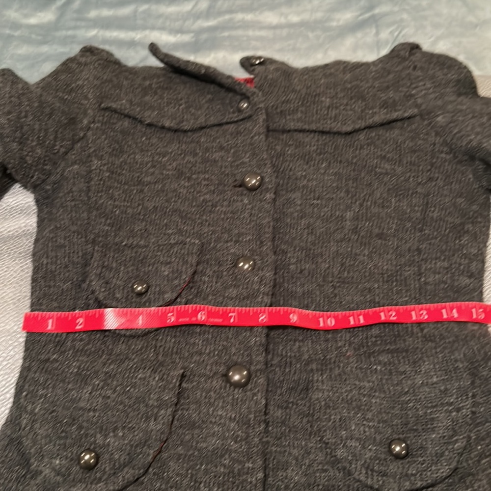 FREE PEOPLE Sweater/Jacket with Yoke and Belt Detail Gray and Red Size M - Picture 12 of 14